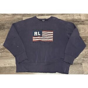 Vtg Polo‎ Ralph Lauren Crew Neck Sweatshirt Distressed